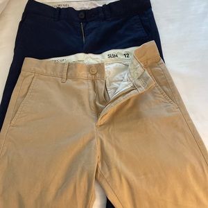 2 pair boys Chinos J Crew/Crewcuts 12 Slkm.  Never worn.  Price for both